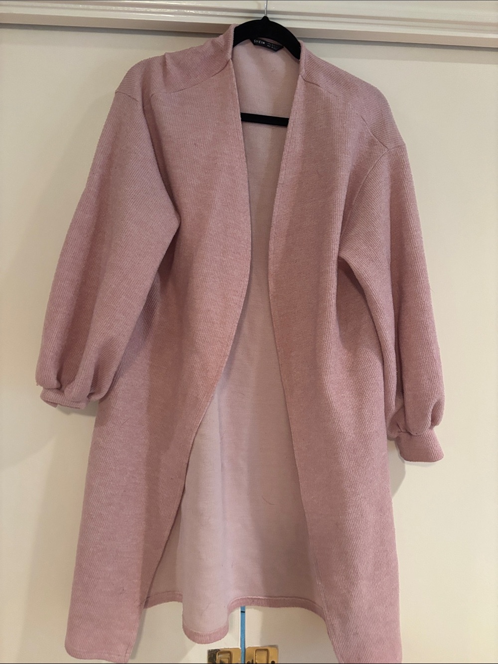 SHEIN Dusty Rose Open-Front V-Neck Knit Cardigan
